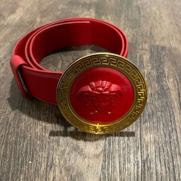 Versace | Accessories | Versace Red Medusa Head Belt Rare | Poshmark